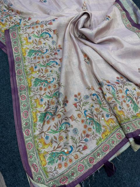 Akshara tissue linen saree buy wholesale online